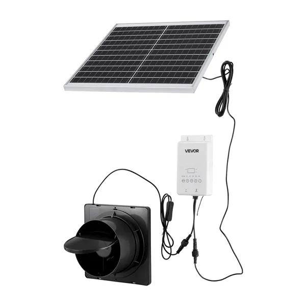 Solar Powered Fan, 20W Solar Panel with Battery Storage