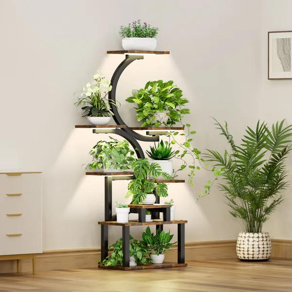 8 Tiered Corner Plant Shelf, 63" Tall Plant Stands for Indoor Plants
