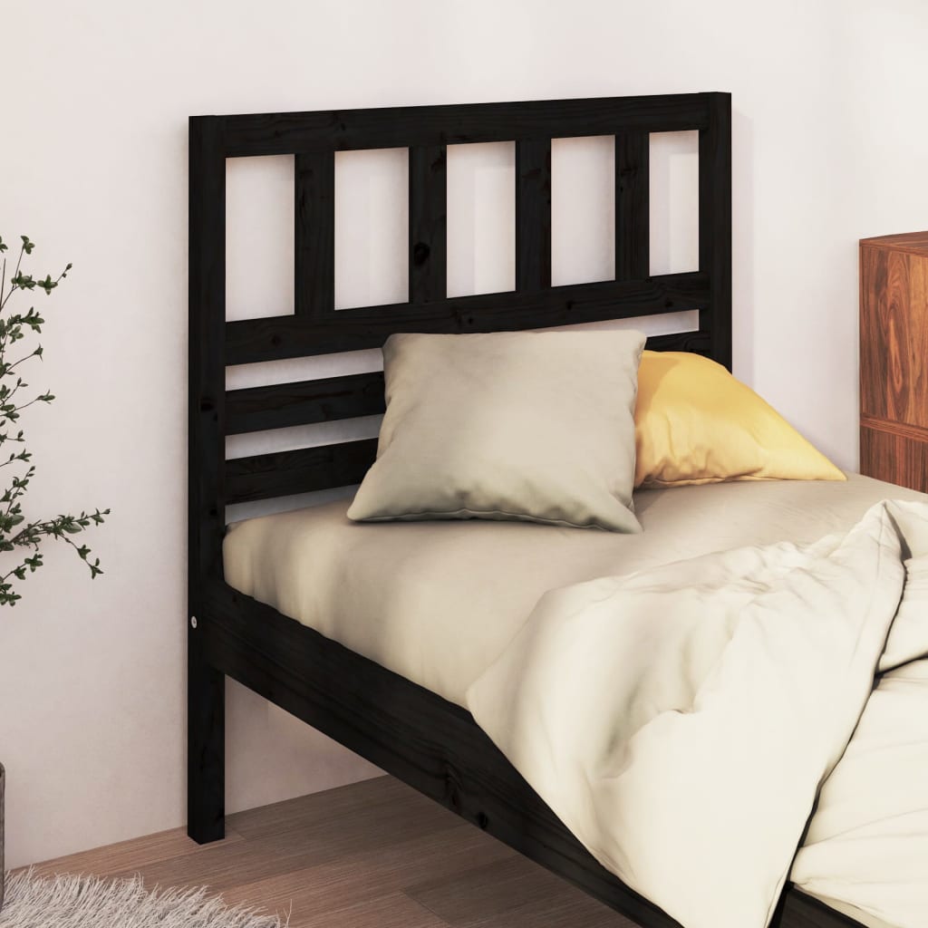 Headboard 96x Solid Pine Wood   Headboard 126x 126 x 100 cm BlACK