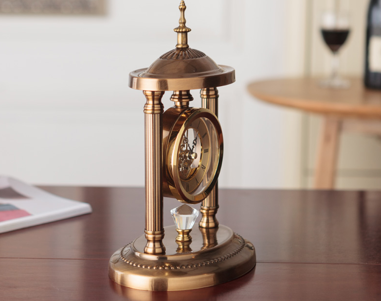 European Style Clock, Table Clock, Creative Alloy Candlestick Table Clock, Living Room Decorations Table clock