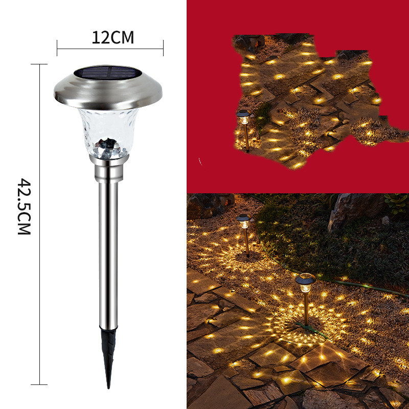 Solar Garden Light Garden Garden Grass Layout Plug-in Light And Shadow Light SILVER 2Pcs