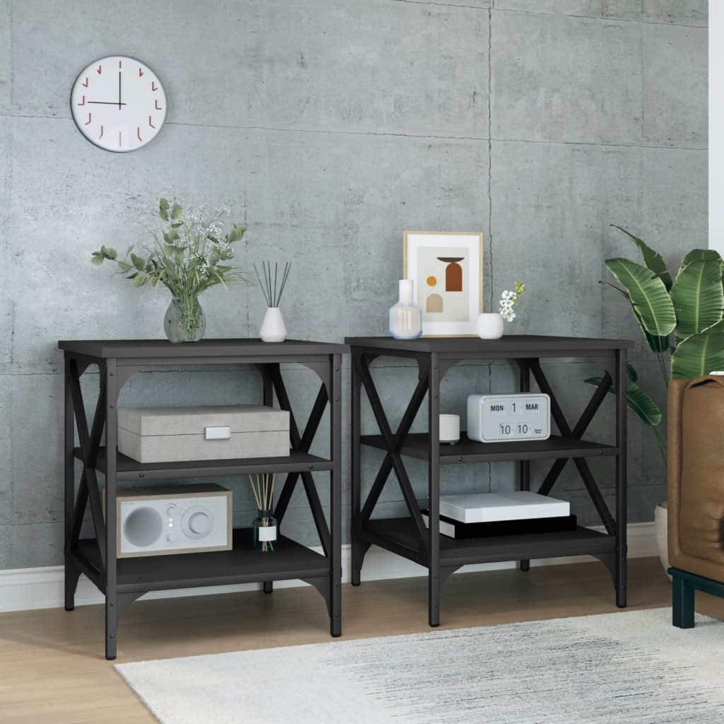 Side Tables, 2 pcs., 40x Wood-based material   Side Tables 40 x 42 x 50 cm BlACK