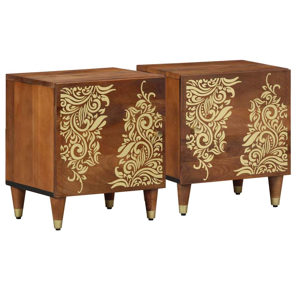 Nightstand 2 pcs Honey Brown 40 x solid GRAY 2