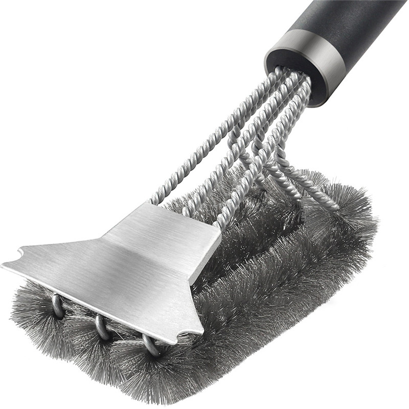 Stainless Steel Spring Barbecue Wire Brush BBQ Tool BlACK