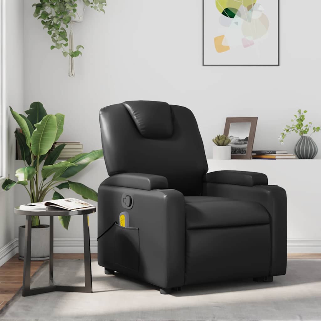 Massage Chair Faux Leather BlACK Manual tilt system Yes