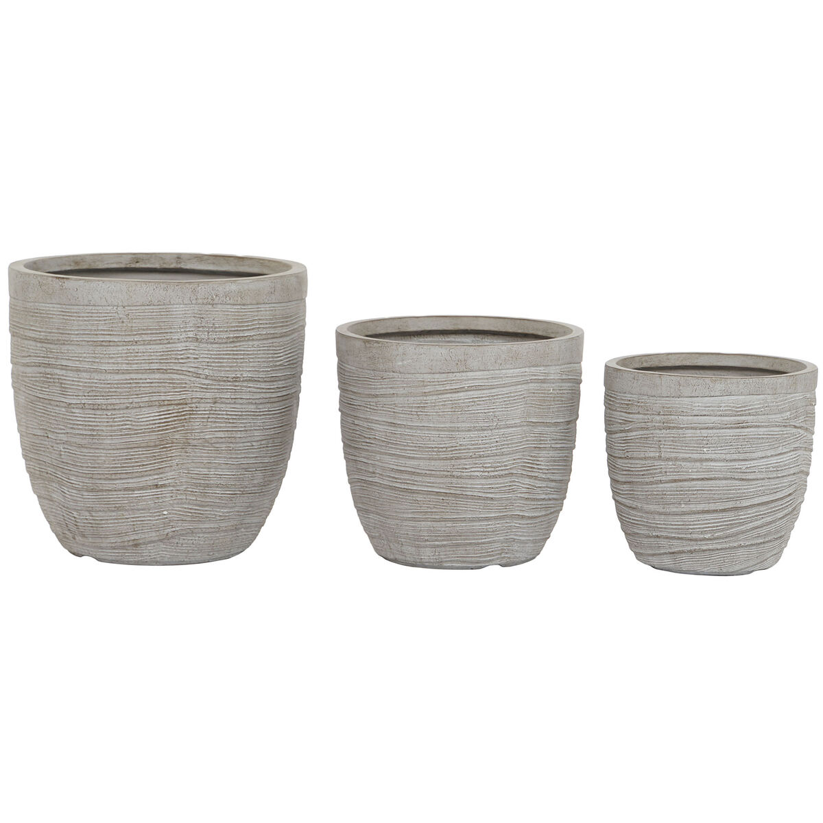 Set of Planters Home ESPRIT Beige Fibreglass Magnesium 45 x 45 x 43 cm (3 Units)