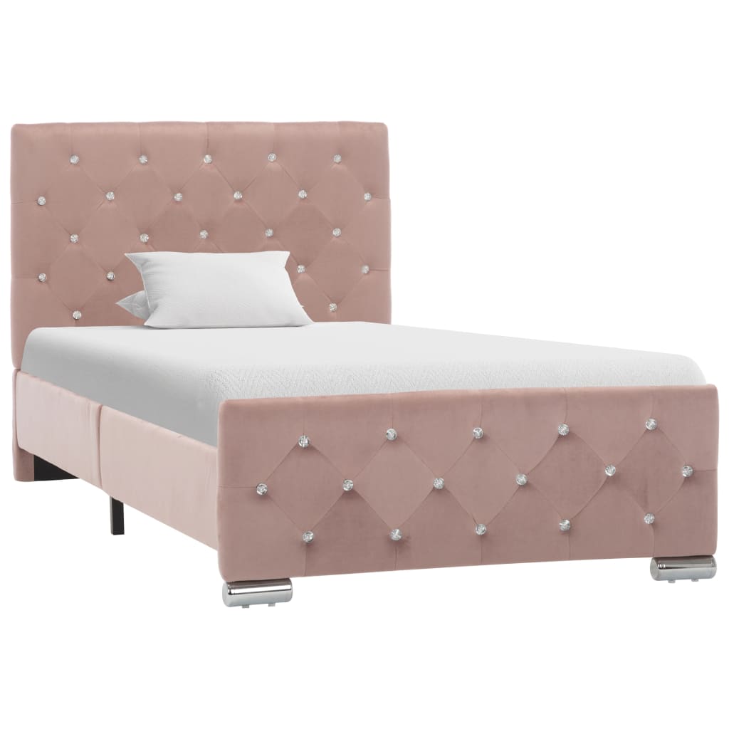 Bed Frame Velvet 90 x 200 cm Pink