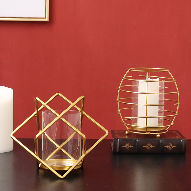 Nordic home decoration wrought iron candle holder ornaments A