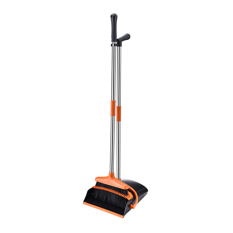 Stable Space-saving Broom And Dustpan For Office Classroom Home Kitchen Household Cleaning Tool ORANGE