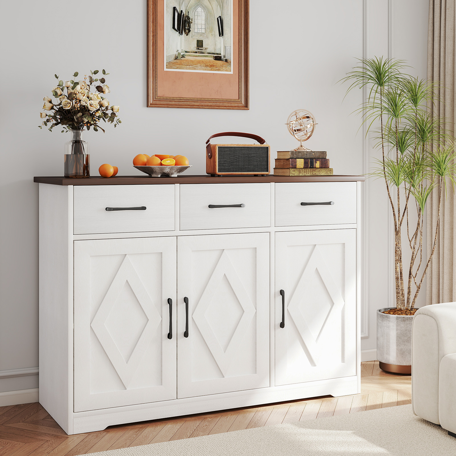 Modern Farmhouse Sideboard Large Capacity Multifunctional Buffet Storage Cabinet For Kitchen Living Room Default