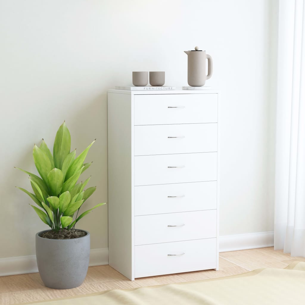 Sideboard with 6 drawers 50x wood material White