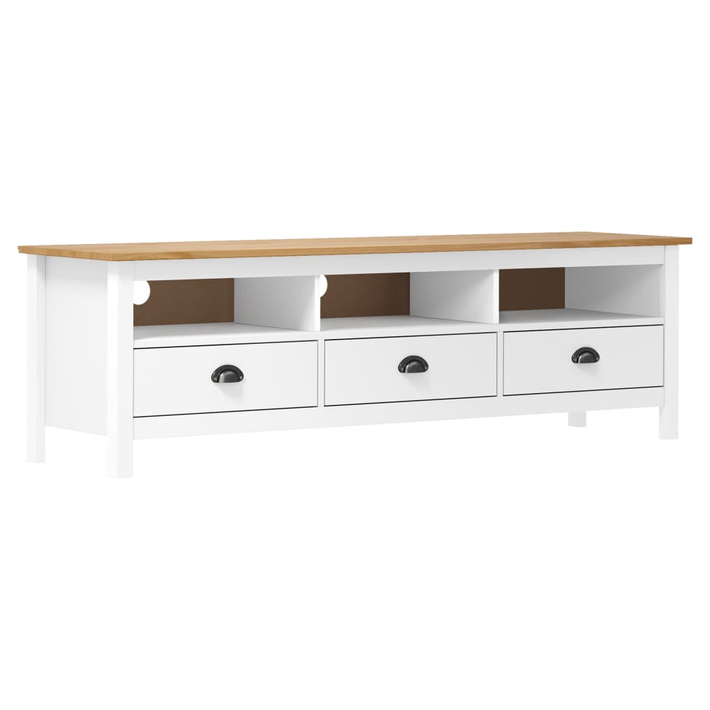 TV cabinet Hill 158x solid pine wood White and brown