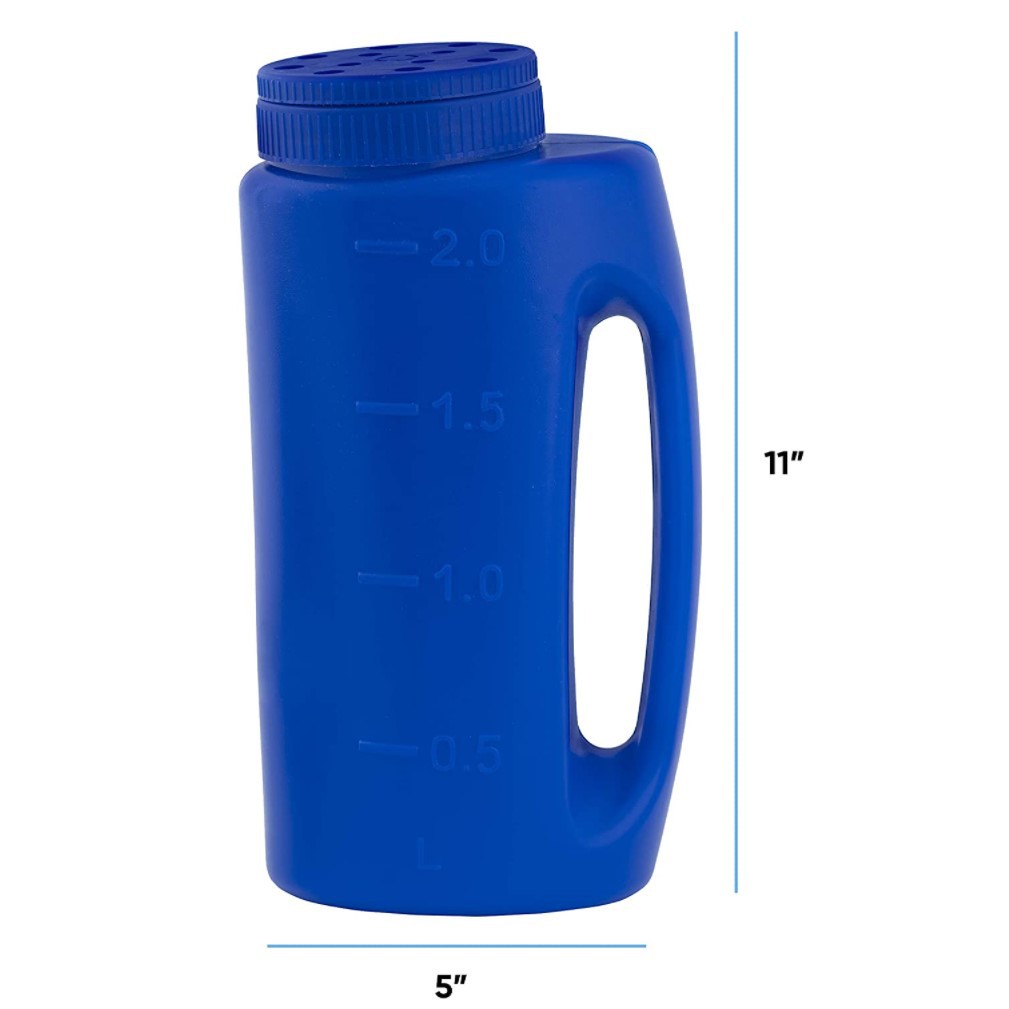 Hand Held Seed Fertilizer Salt Spreader Adjustable Hole 2L BLUE