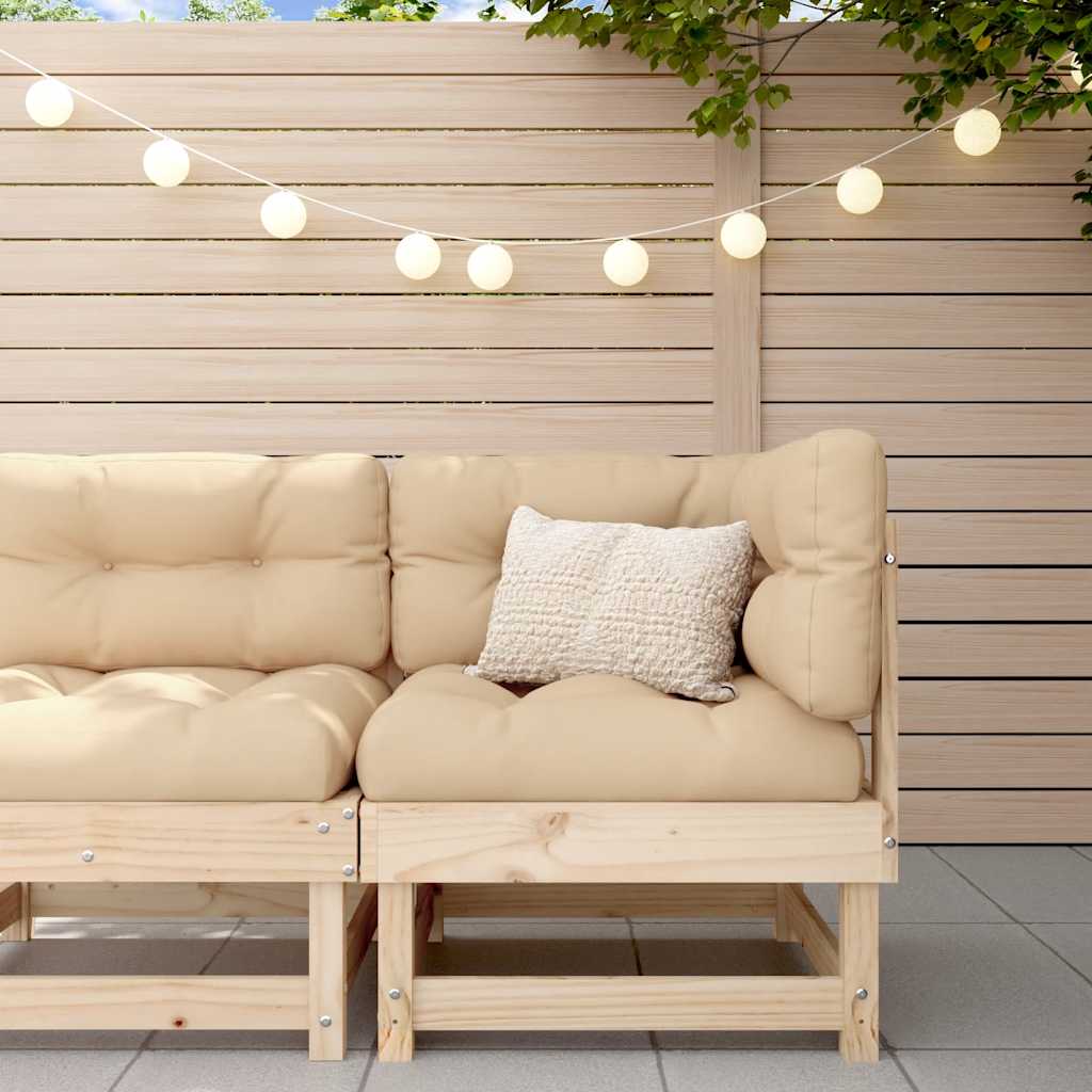 corner sofa with cushions, solid pine wood,   middle sofa Natural pine Footstool