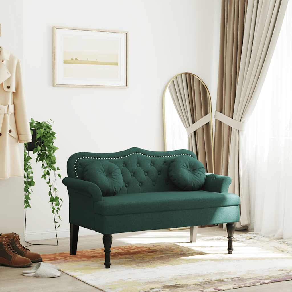 Bench with Cushion Dark Green 120.5 x Velvet Dark green